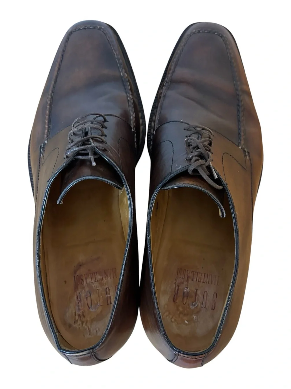Sutor Mantellassi Brown Leather Dress Shoes Oxford Derby US Size Mens 11 EU 44.5